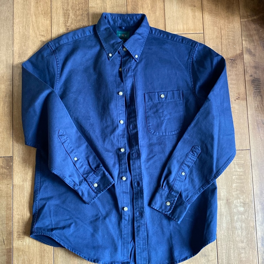 New mens J.Crew, blue heavy cotton, long sleeve button-down shirt. Size medium